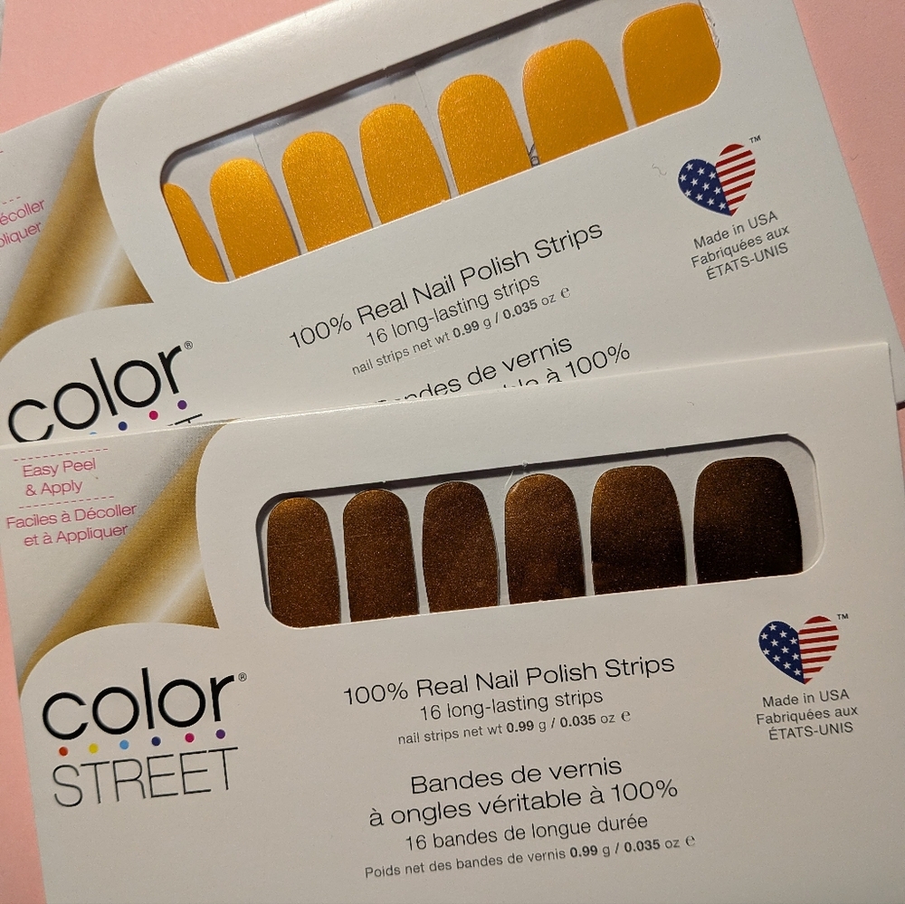 Color Street DIY Orange-Gold and Rust-Brown Nail Polish Strips Two Sets New